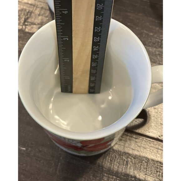 Block Spal Watercolors Poinsettia Coffee Tea Mugs Mug 1982 Set Of 4 Vintage - Picture 4 of 5